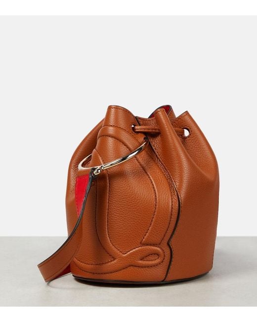Christian Louboutin Brown By My Side Leather Bucket Bag