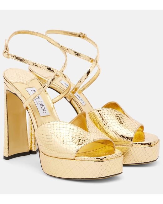 Sandali Con Plateau Karli 125 di Jimmy Choo in Metallic