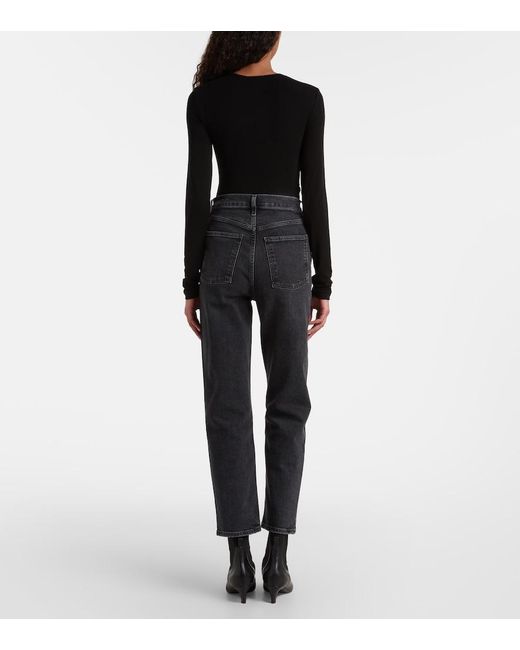 Agolde Black 90's Pinch Waist Crop Straight Jeans
