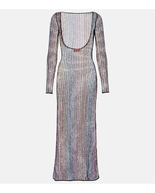 Missoni Purple Sheer Open-Back Maxi Dress