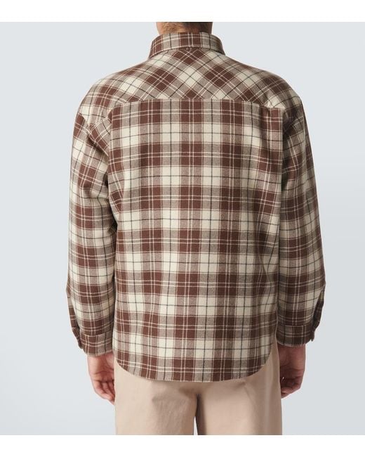 Sobrecamisa De Lana Virgen A Cuadros Miu Miu de hombre de color Brown