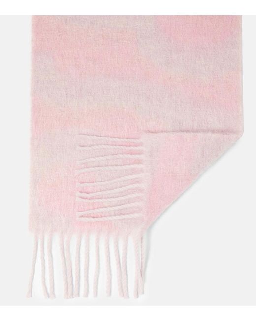 Sciarpa in lana e mohair con logo di Acne in Pink