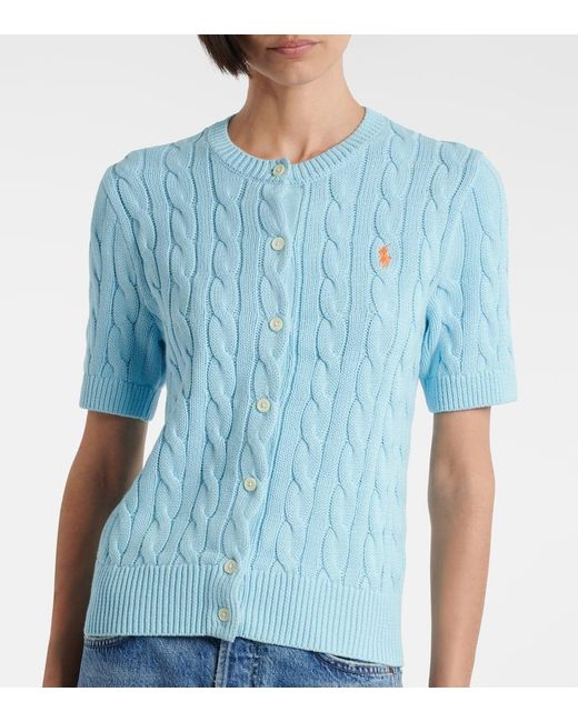 Polo Ralph Lauren Blue Cable-Knit Cotton Cardigan