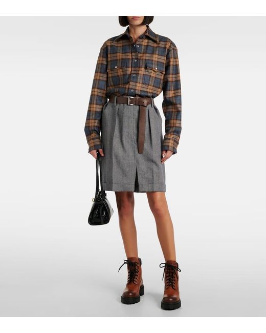 Prada Brown Schnuerstiefel Aus Re-Nylon Und Leder