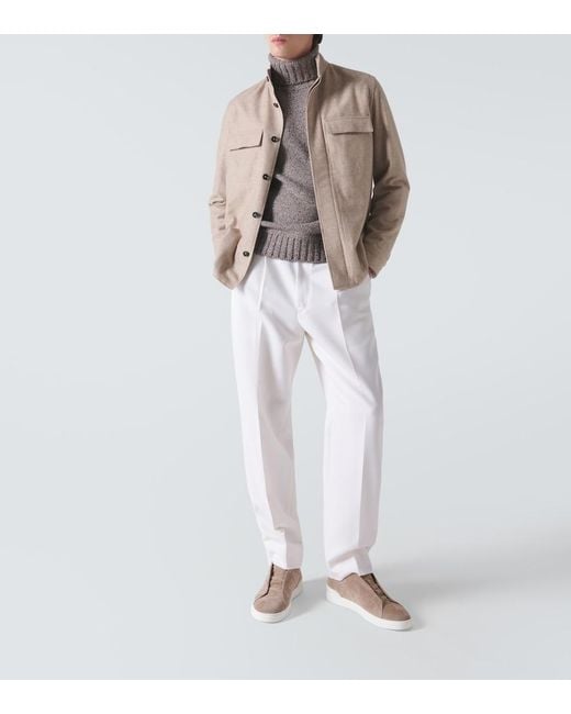Zegna Gray Cashmere Turtleneck Top for men