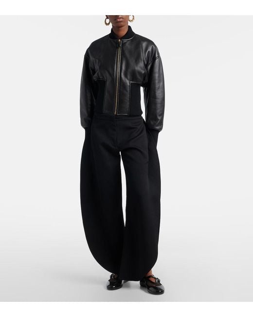 Alaïa Black Leather Bomber Jacket