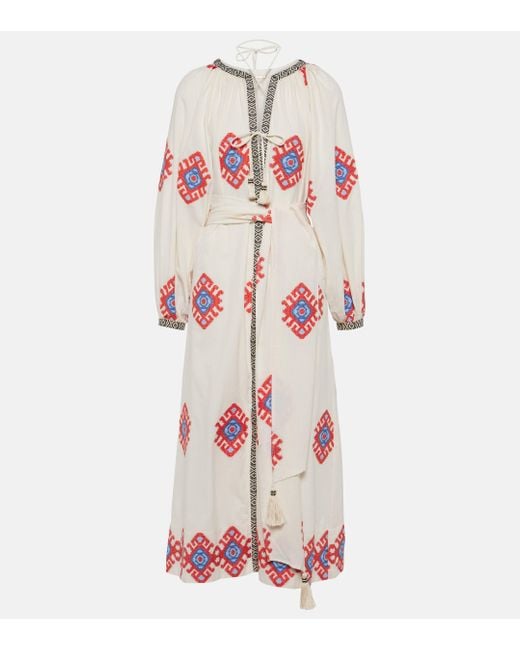 Johanna Ortiz Pink Jacquard Cotton Midi Dress