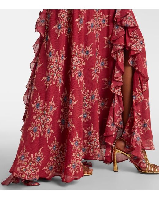 Etro Red Printed Maxi Skirt
