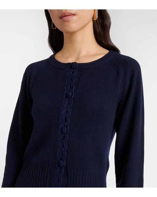 Erdem Blue Cardigan Aus Einem Wollgemisch