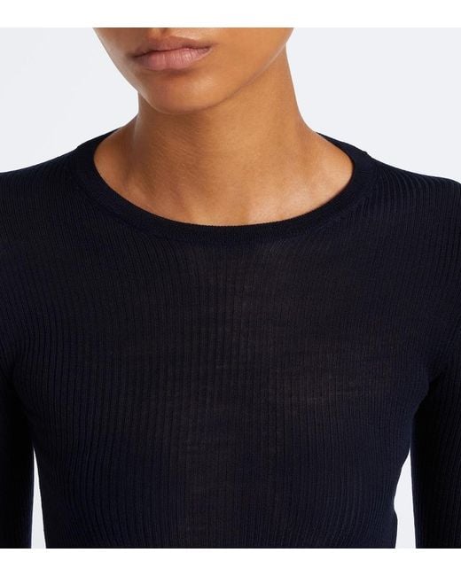 Jil Sander Blue Ribbed-Knit Wool Sweater