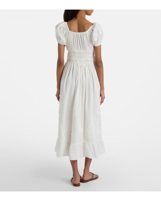 Faithfull The Brand White Sunniva Cotton Midi Dress