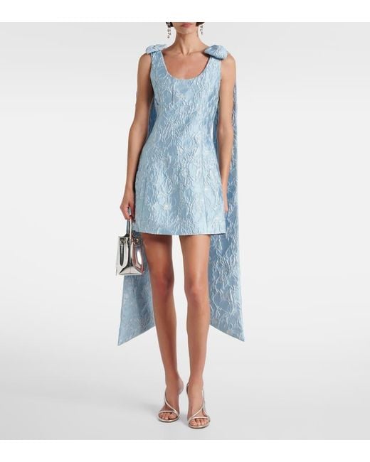 Markarian Blue Lame Brocade Minidress