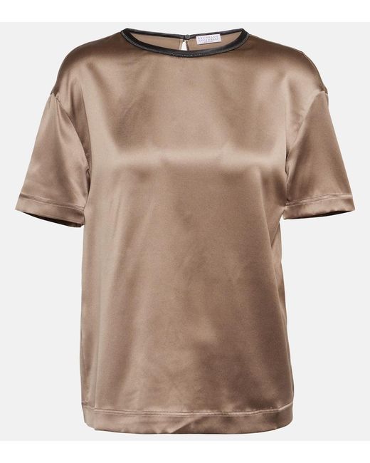 Brunello Cucinelli Brown T-Shirt aus einem Seidengemisch