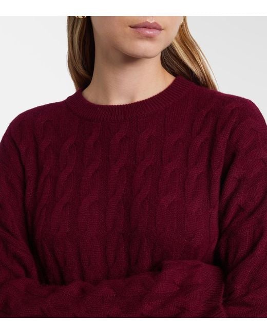 Lisa Yang Purple Seymour Cable-Knit Cashmere Sweater