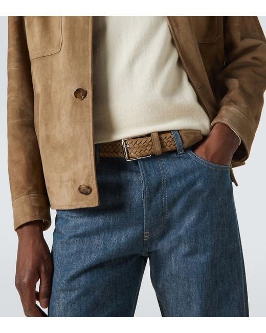 Tod's Brown Braided Suede Belt for men