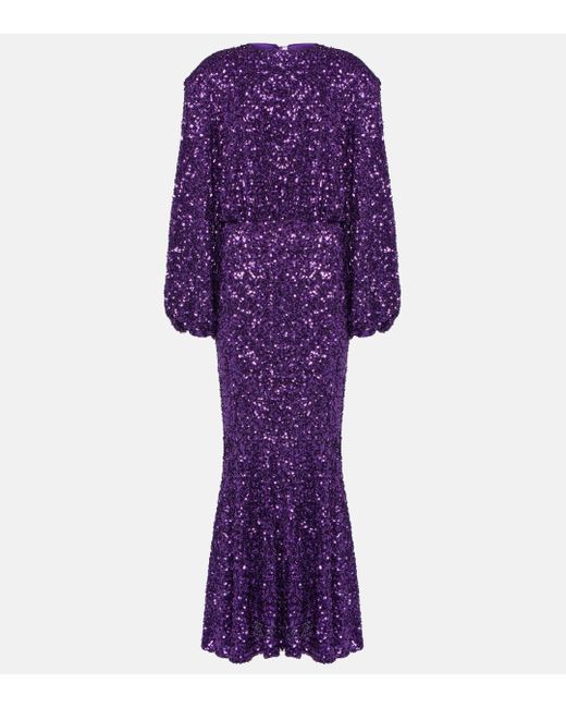 ROTATE BIRGER CHRISTENSEN Purple Sequined Maxi Dress