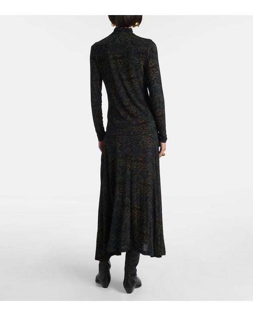 Ulla Johnson Black Aurelia Printed Jersey Turtleneck Top
