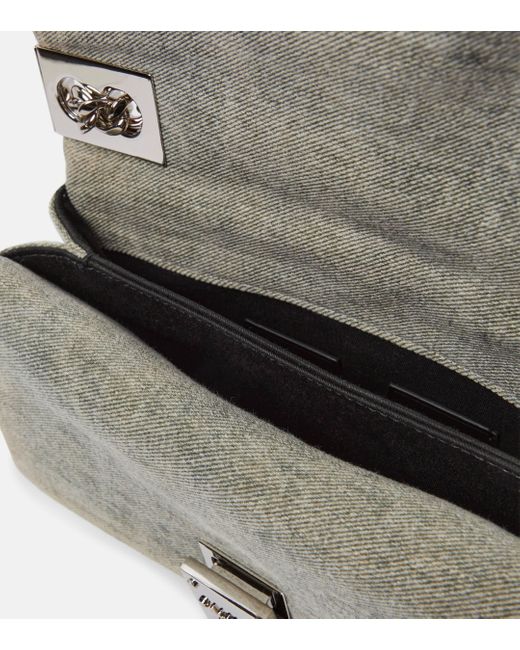 Balmain Gray 1945 Denim Shoulder Bag