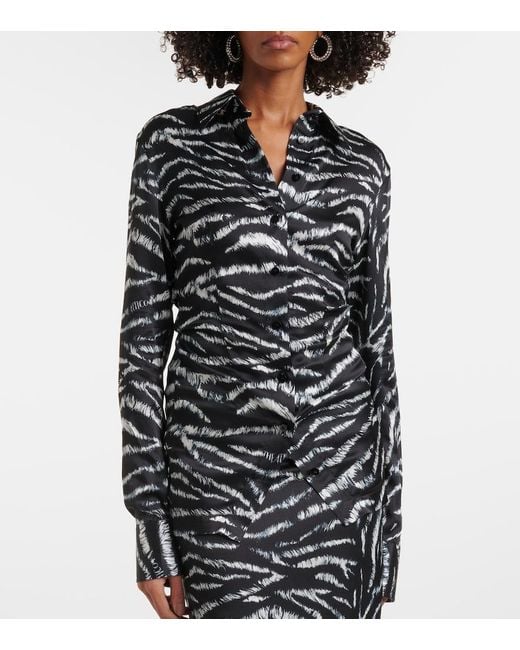 The Attico Black Zebra-Print Satin Shirt