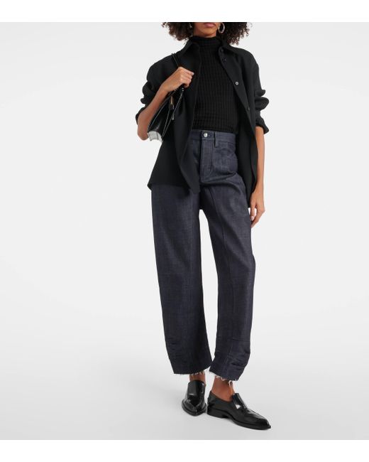 Jil Sander Blue Tapered Cropped Mid-rise Jeans