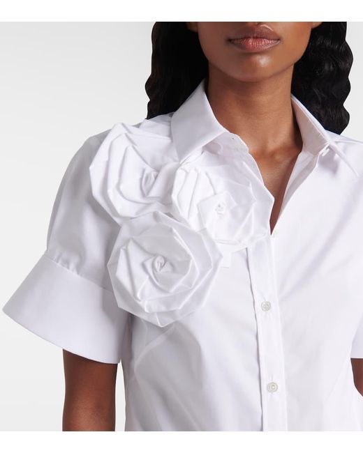 Camisa De Algodon Con Aplique Floral Erdem de color White