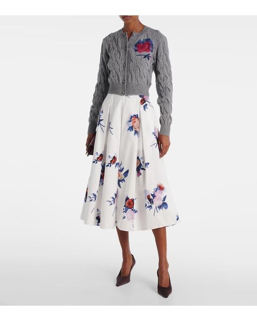 Erdem Gray Cable-Knit Wool-Blend Cardigan