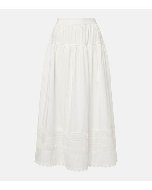 Falda Larga Harlow De Popelin De Algodon Ulla Johnson de color White