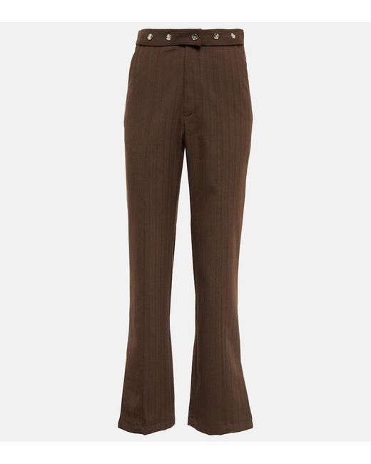 JACQUES WEI Brown High-Rise Split-Hem Straight Pants