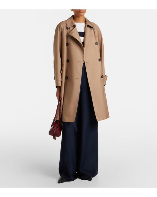 Max Mara Natural Alessio Cotton-Blend Gabardine Trench Coat