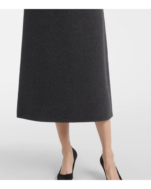 The Row Blue Lison Wool-blend Midi Skirt