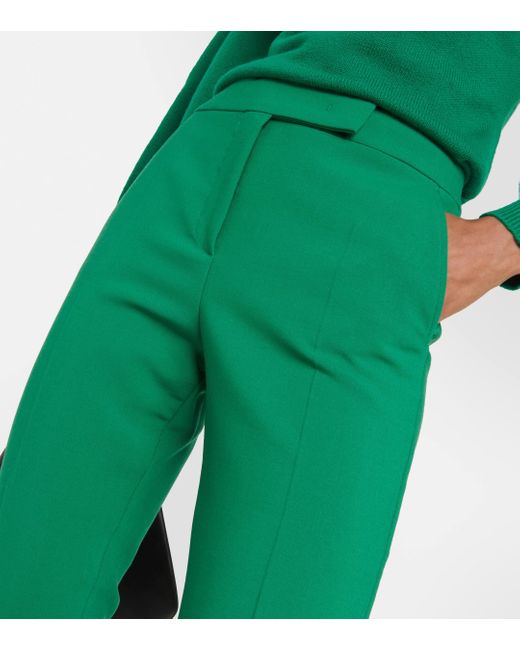 Max Mara Green Fuoco Cropped Wool-blend Pants