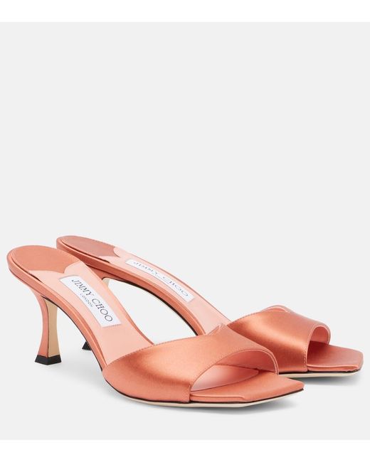 Jimmy Choo Pink Skye Satin Mules