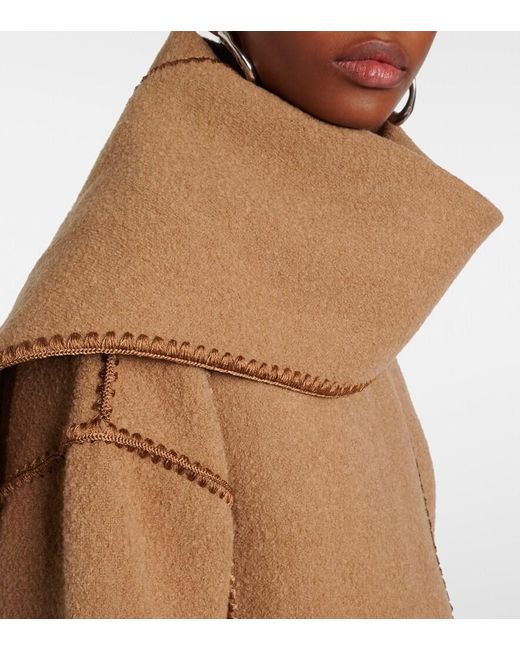 Totême Natural Wool Coat With Scarf