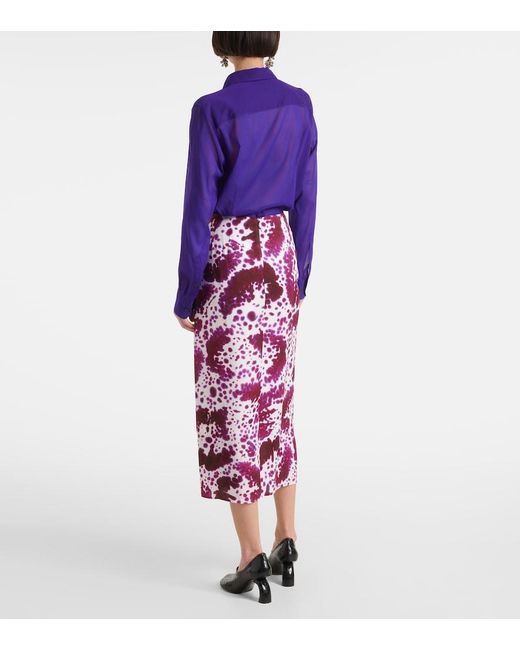 Dries Van Noten Purple Gathered Midi Skirt