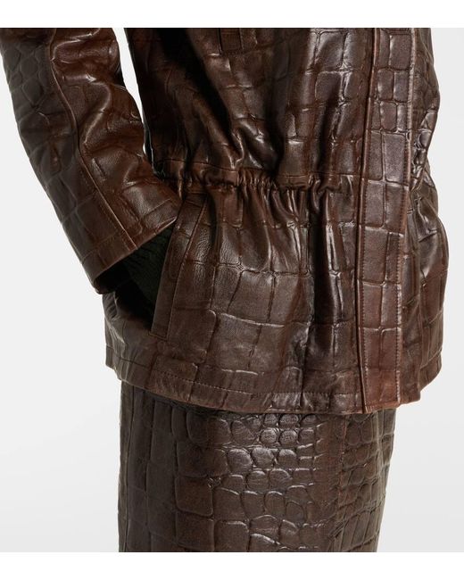 Emilia Wickstead Brown Norcutt Croc-Effect Leather Jacket