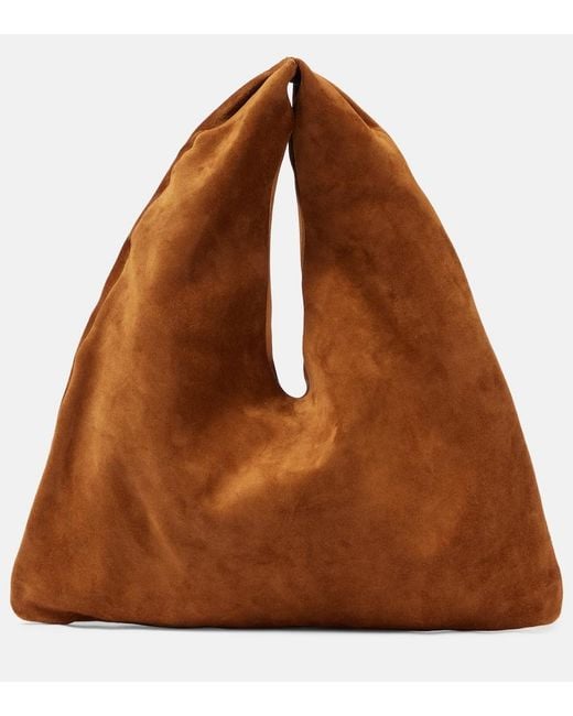 The Row Brown Bindle Small Suede Tote Bag