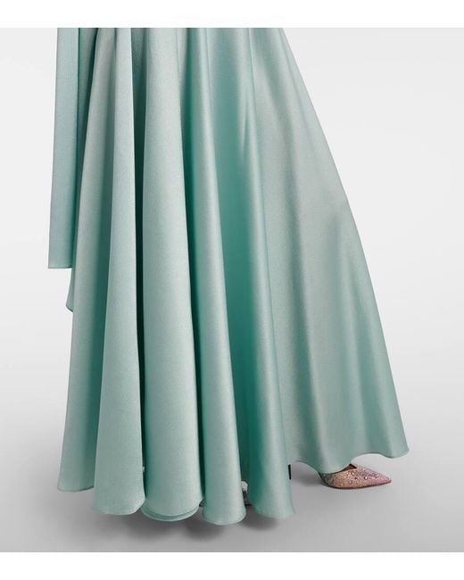 Solace London Blue Emelia Scarf-Detail Satin Gown