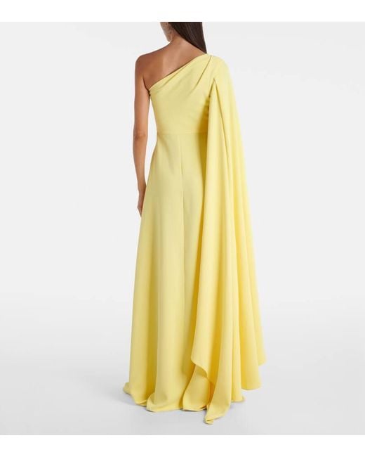 Solace London Yellow Yazmin Asymmetric Caped Gown