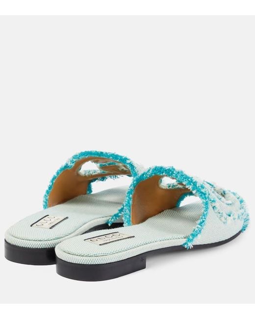 Sandalias de lona con GG Gucci de color Blue