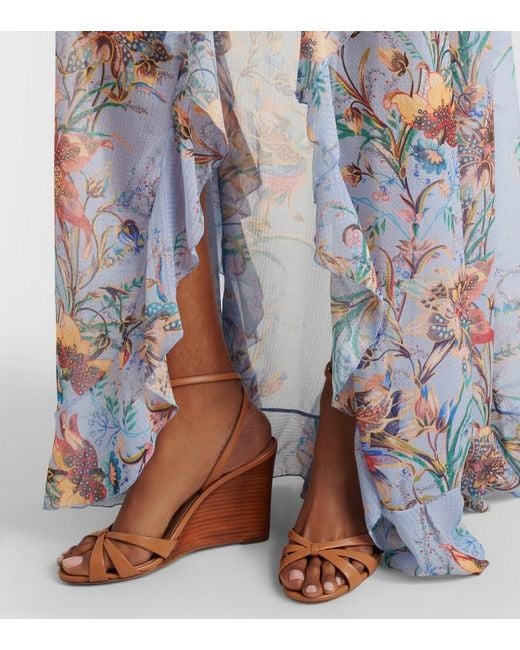 Aquazzura Brown Tati Leather Wedge Sandals