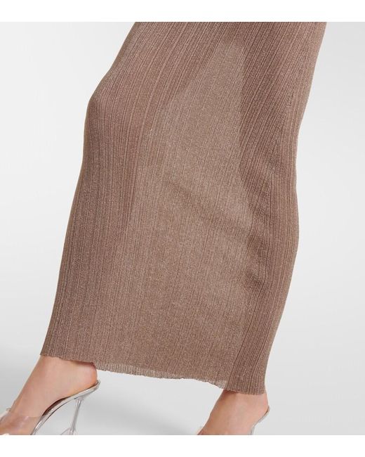 AYA MUSE White Scarf-Detail Lame Maxi Dress