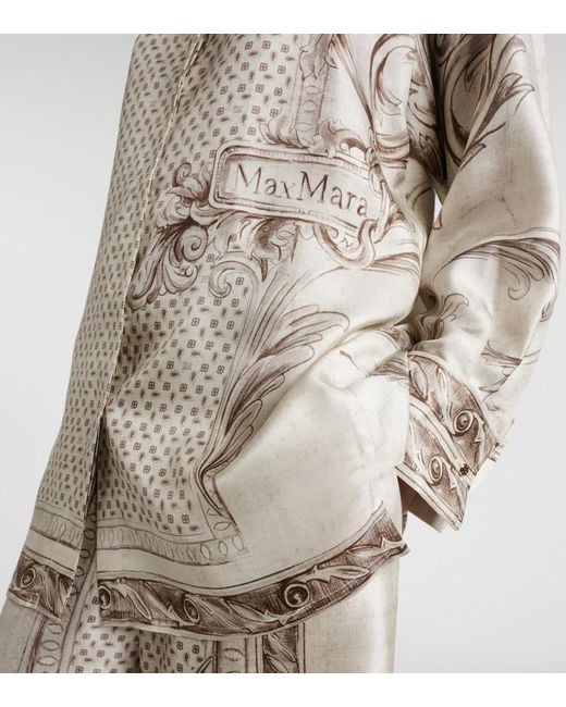 Max Mara Natural Grado Printed Silk Satin Shirt