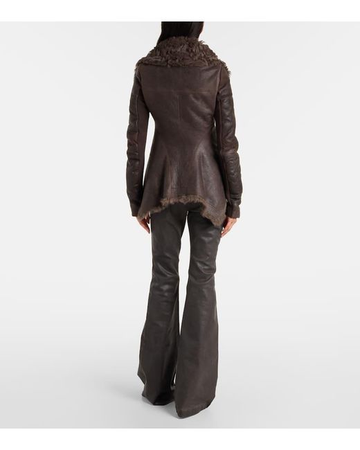 Rick Owens Brown Lederjacke Aus Shearling