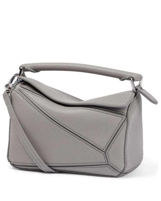 Loewe Puzzle Mini Leather Shoulder Bag in Gray | Lyst