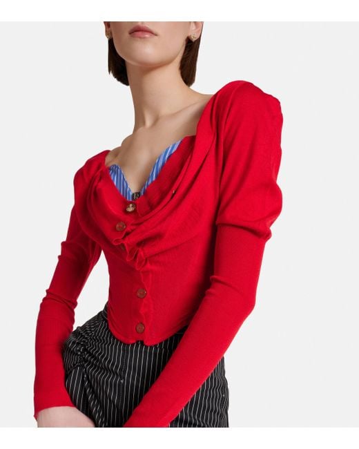 Vivienne Westwood Red Bea Draped Wool And Silk Top