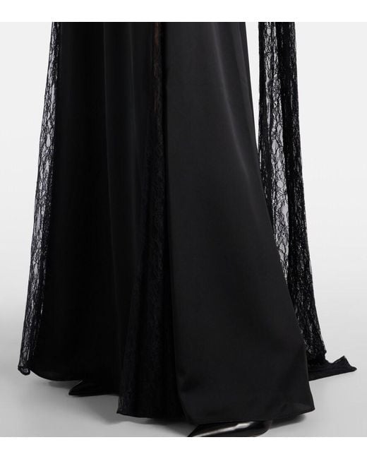 The New Arrivals Ilkyaz Ozel Black Robe Paige Aus Satin Und Spitze
