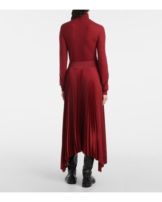 Joseph Red Ade Plisse Crepe Midi Skirt