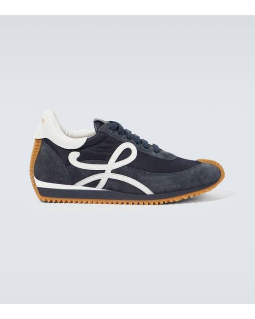 Loewe Blue Flow Runner Monogram Leather And Shell Trainers for men
