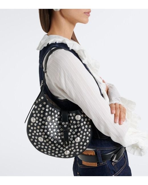 Polo Ralph Lauren Black Polo Id Small Studded Leather Shoulder Bag