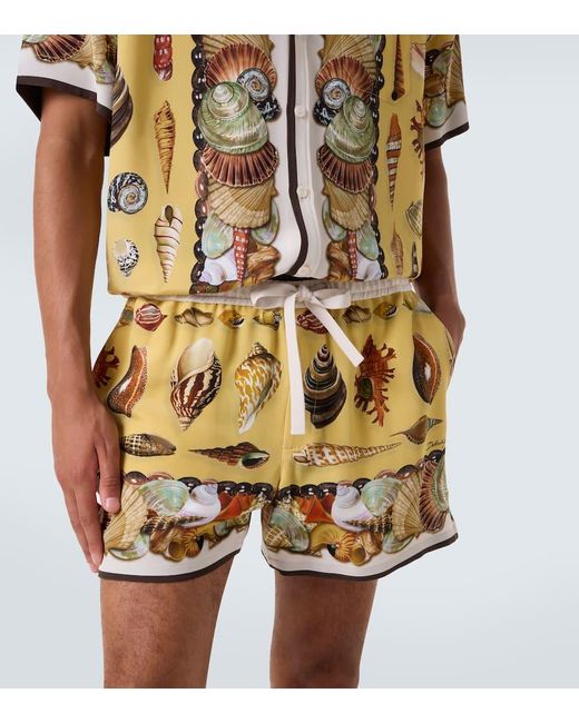 Dolce & Gabbana Metallic Printed Silk Shorts for men